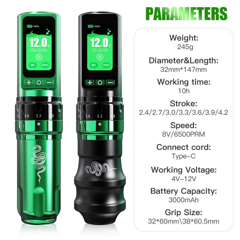Tattoo Kit | Dragonhawk Fold Pro Year of Snake Edition Tattoo Machine Pen Wireless Professional Bundle - Agenda365.com