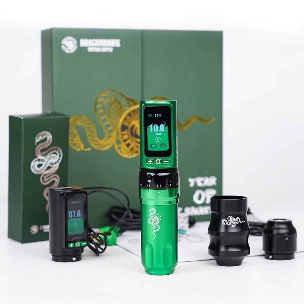 Tattoo Kit | Dragonhawk Fold Pro Year of Snake Edition Tattoo Machine Pen Wireless Professional Bundle - Agenda365.com