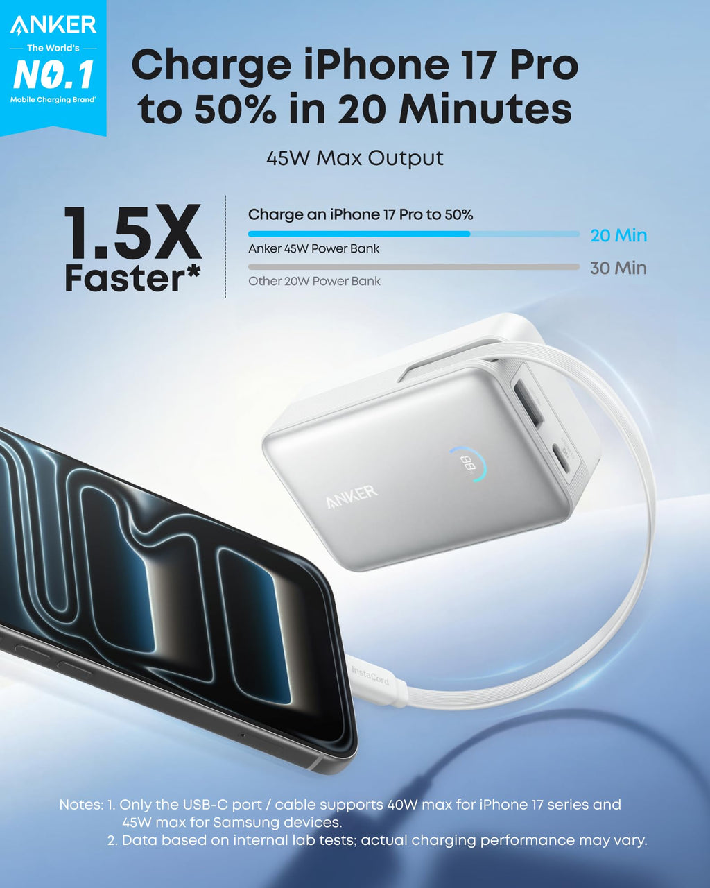 Anker Nano Power Bank (10K, 45W, Built-In Retractable USB-C Cable) - Agenda365.com