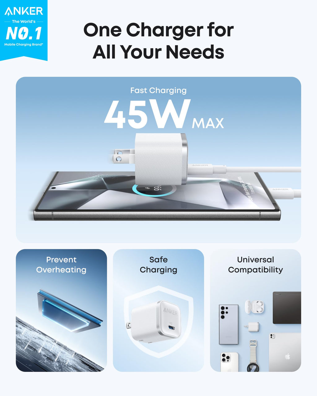 Anker Nano Charger (45W) with USB-C to USB-C Cable - Agenda365.com