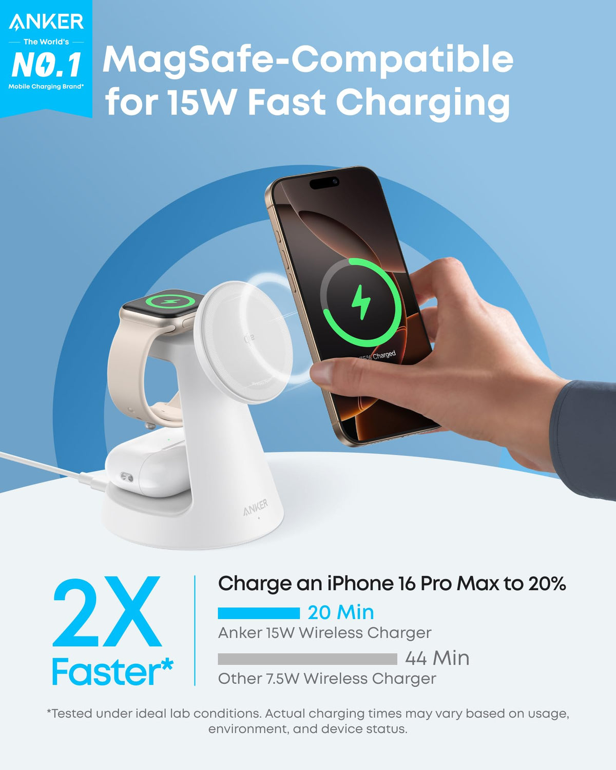 Anker MagGo Wireless Charging Station (3-in-1, Dock Stand) - Agenda365.com