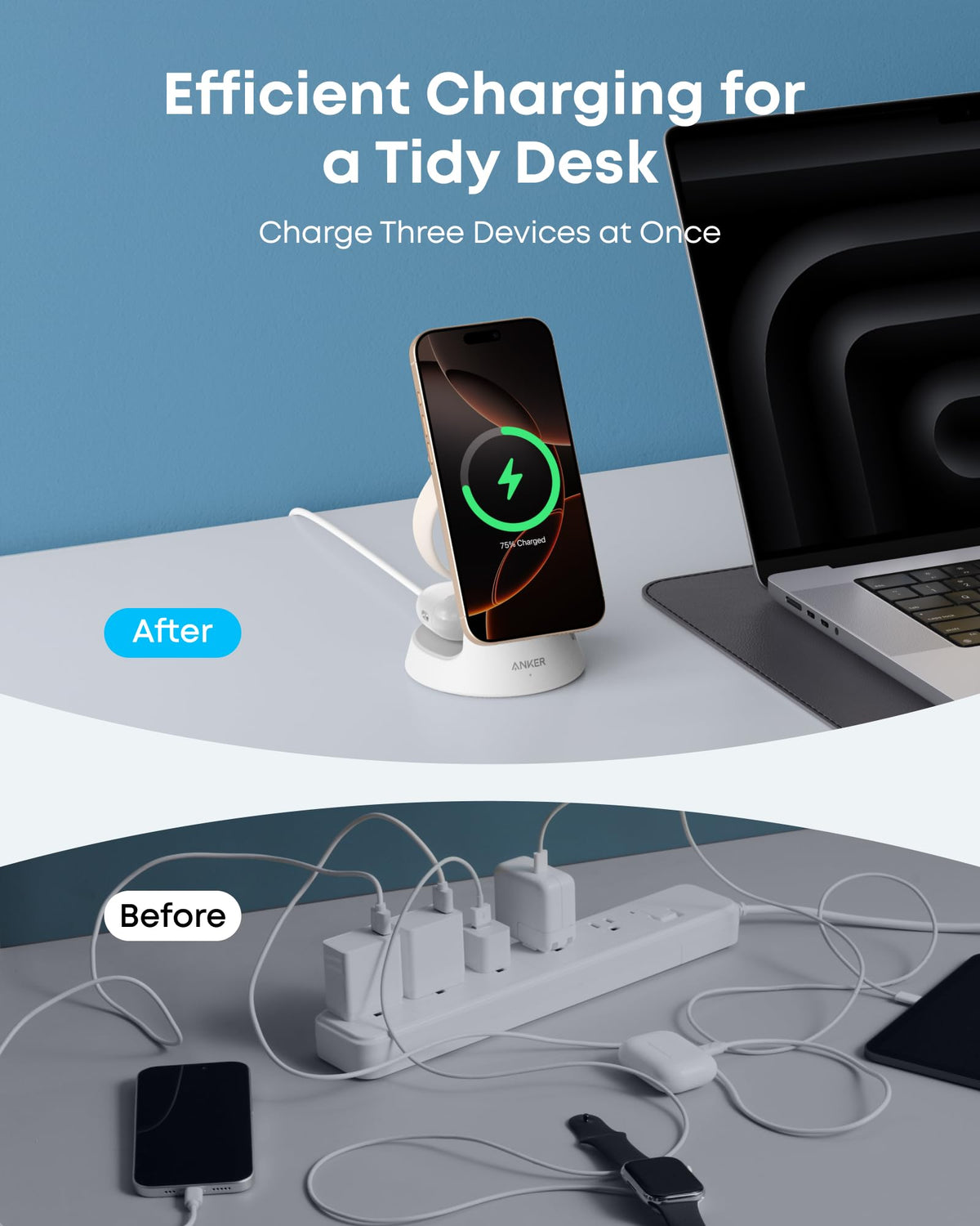 Anker MagGo Wireless Charging Station (3-in-1, Dock Stand) - Agenda365.com