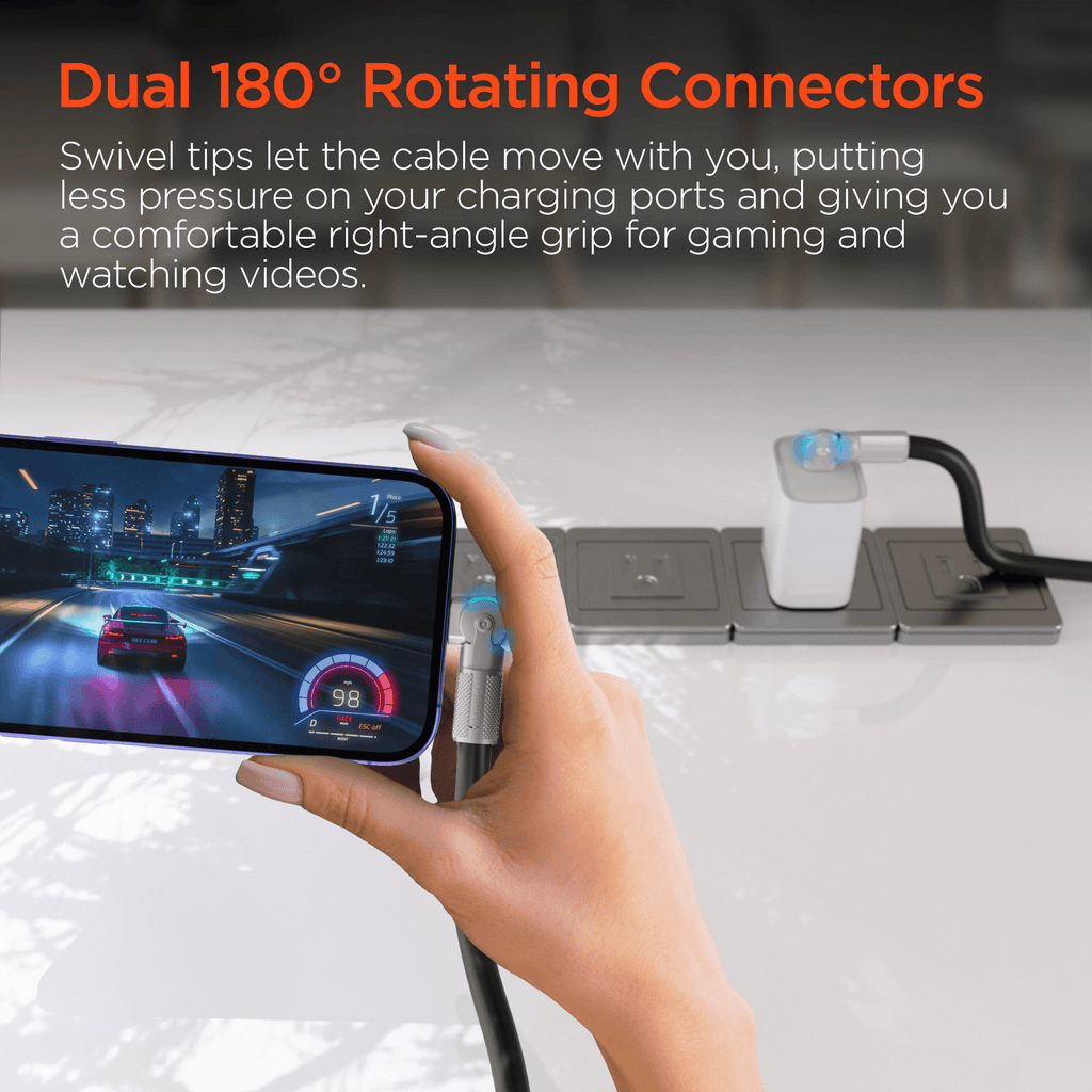 HyperGear Chunky180° 100W USB-C to USB-C Rugged Fast Charge Cable 6ft - Agenda365.com