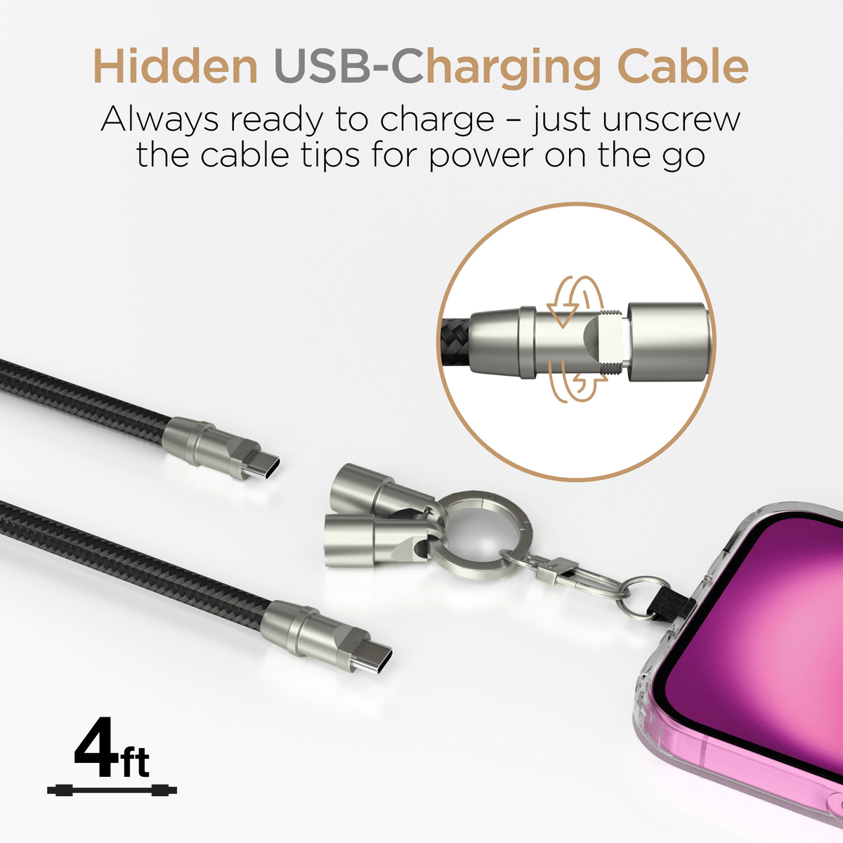 HyperGear 2-in-1 Universal Crossbody Phone Strap and Charging Cable - Agenda365.com