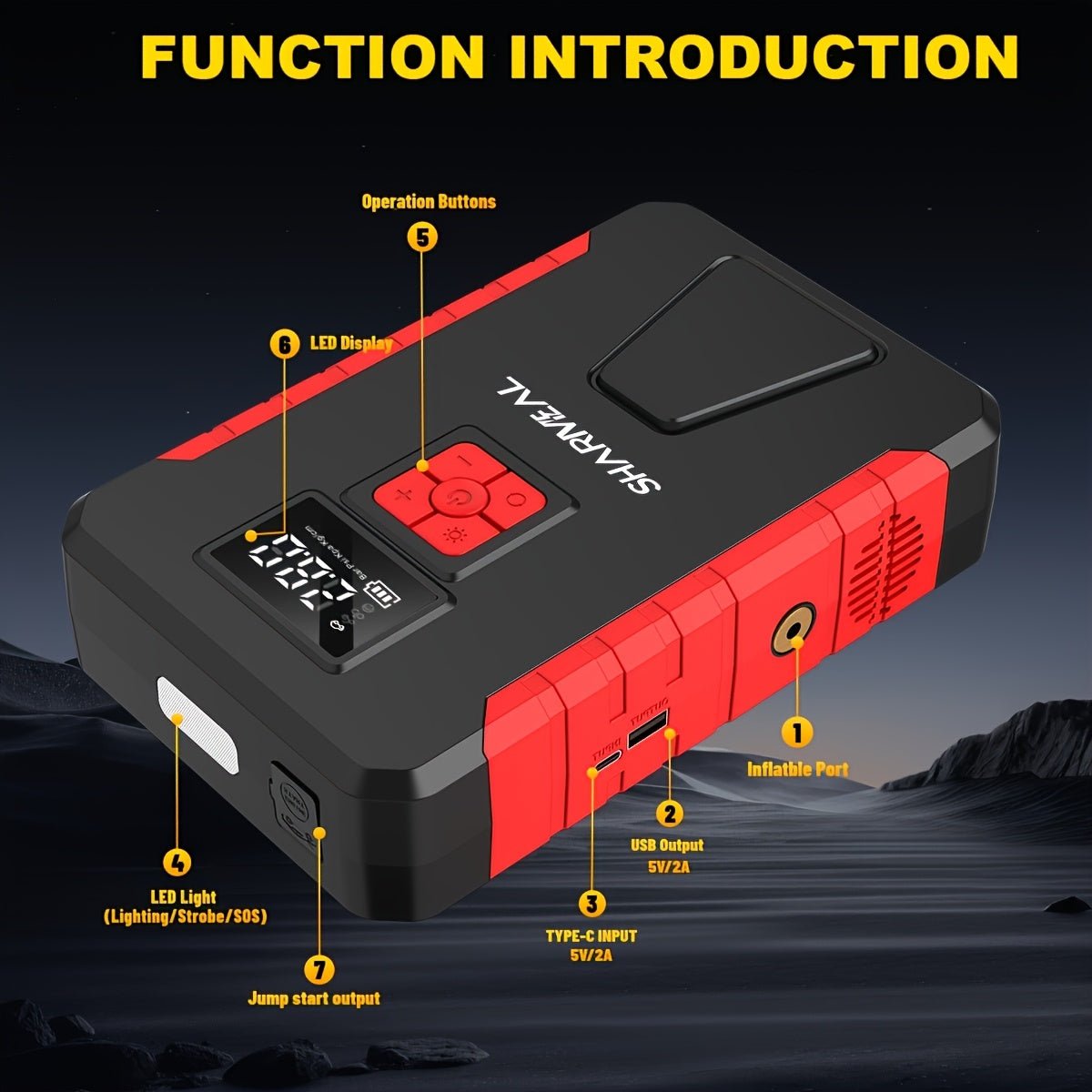 Portable Car Jump Starter with Air Compressor - Agenda365.com