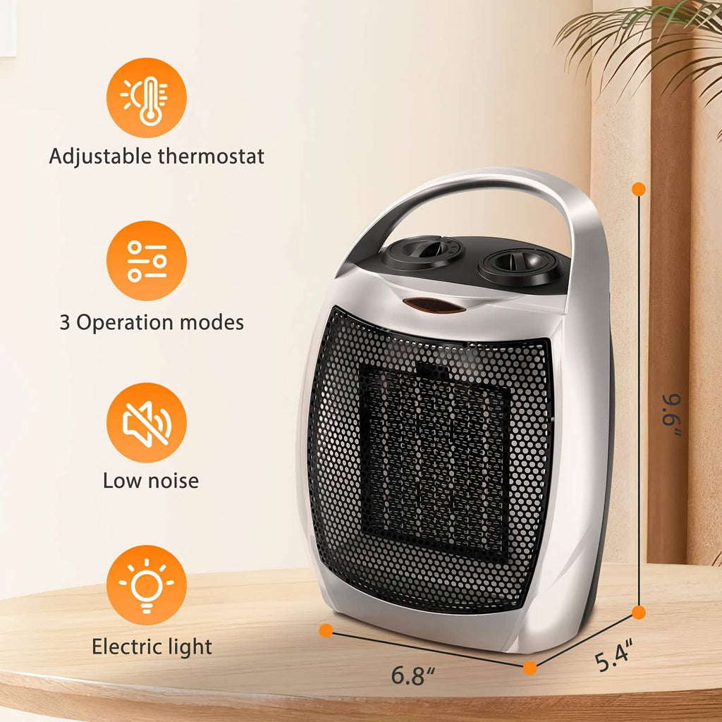 1500W Portable Ceramic Space Heater with Thermostat & Safety Protection with Carry Handle - Agenda365.com