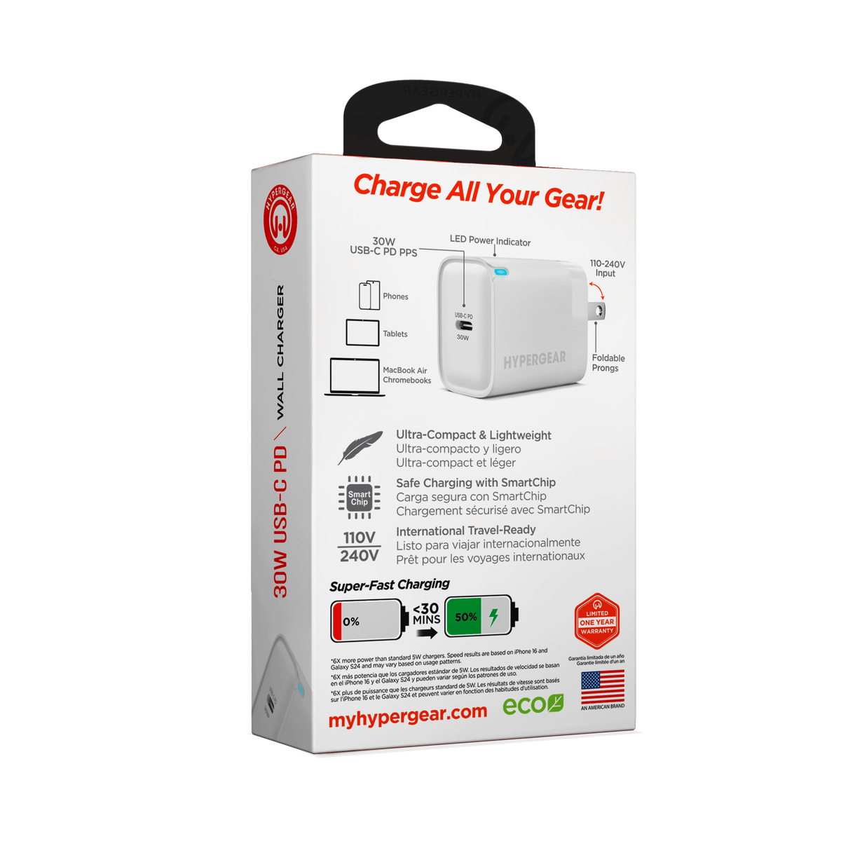 HyperGear 30W USB-C PD Fast Wall Charger with PPS - Agenda365.com