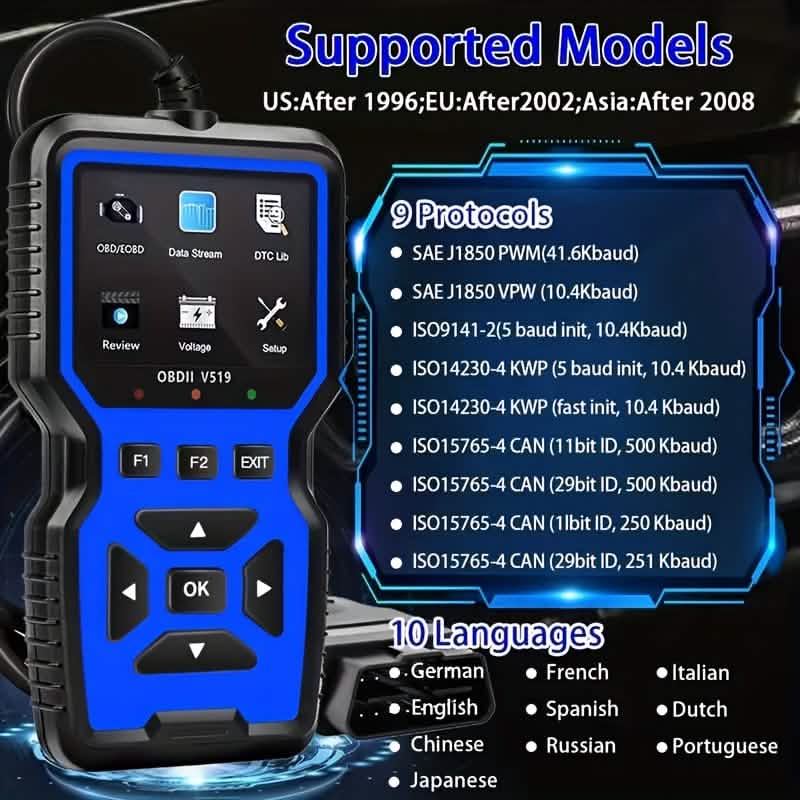 OBD2 Engine Diagnostic Tool – Universal Code Reader (Blue) - Agenda365.com