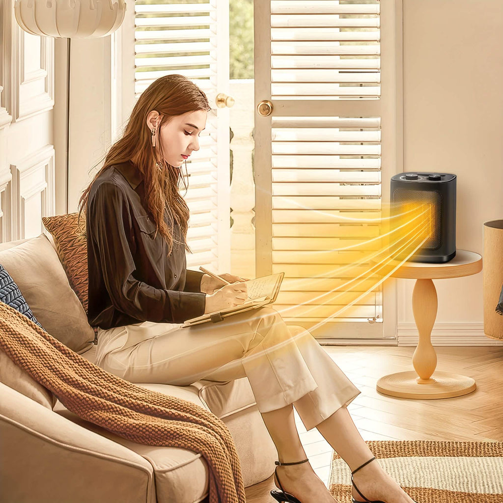 1500W Portable Ceramic Space Heater with Thermostat & Safety Protection with Carry Handle - Agenda365.com