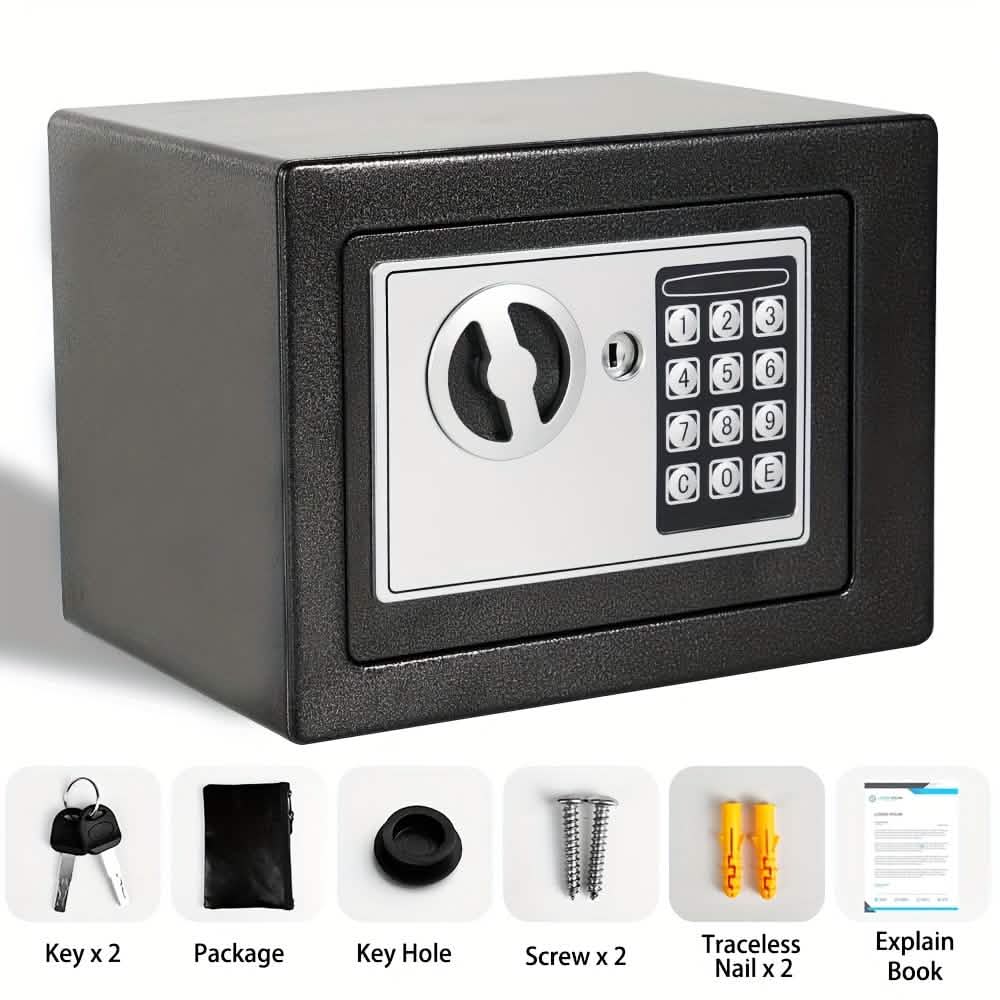 Fireproof Digital Home Safe with Keypad, Sensor Light & Money Bag-Silver - Agenda365.com