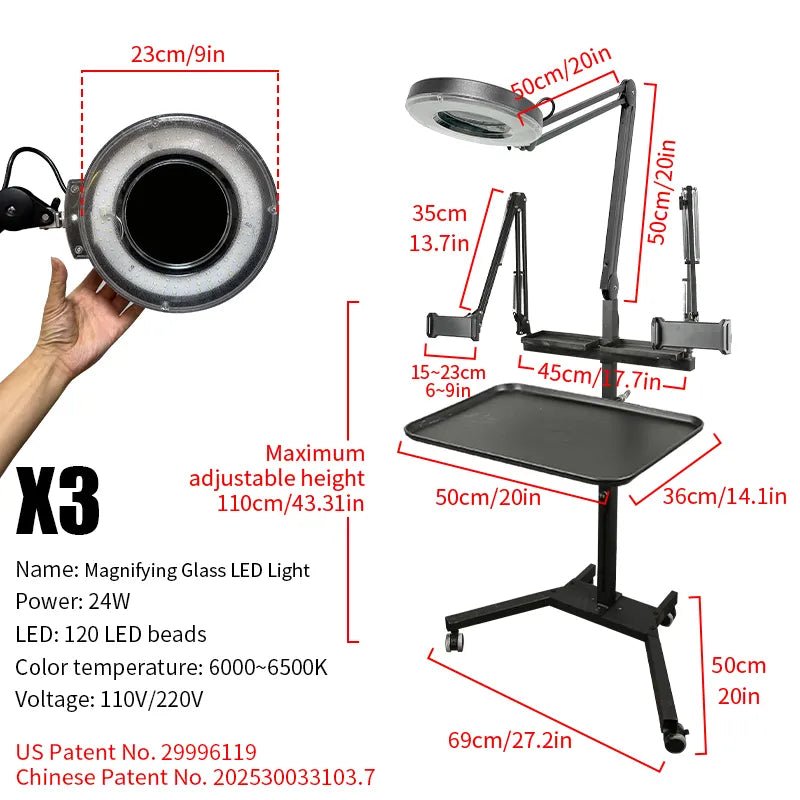 TAIDU PROMOTION MULTI-FUNCTIONAL DOUBLE HOLDER TATTOO BENCH WITH LIGHT - Agenda365.com