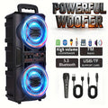 Portable Bluetooth Speaker with Subwoofer Bass, Dual 6.5" LED Woofers and Microphone - Agenda365.com