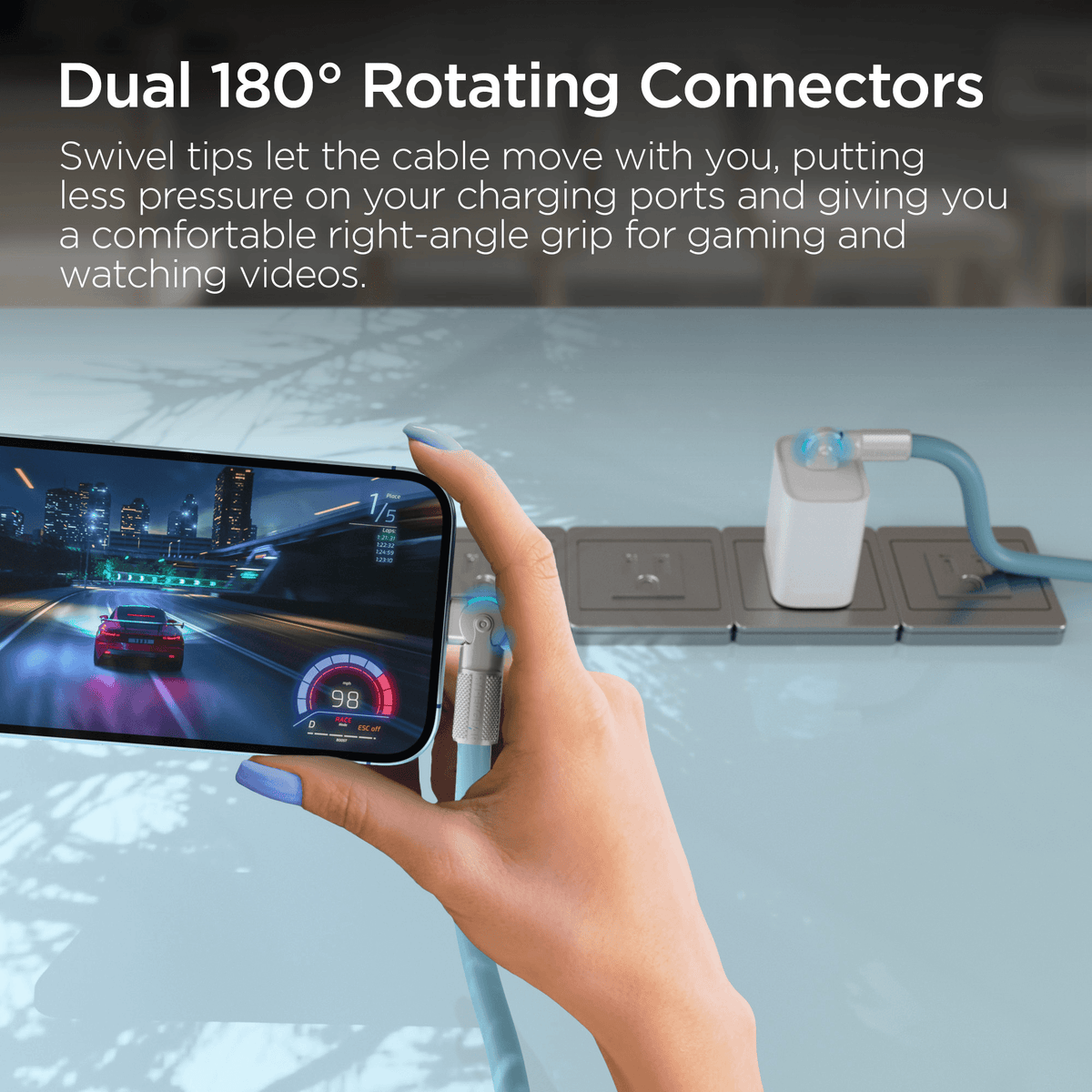 HyperGear Chunky180° 100W USB-C to USB-C Rugged Fast Charge Cable 6ft - Agenda365.com