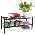 Bamboo Shoe Rack 2-Tier Stackable Shoe Shelf - Agenda365.com