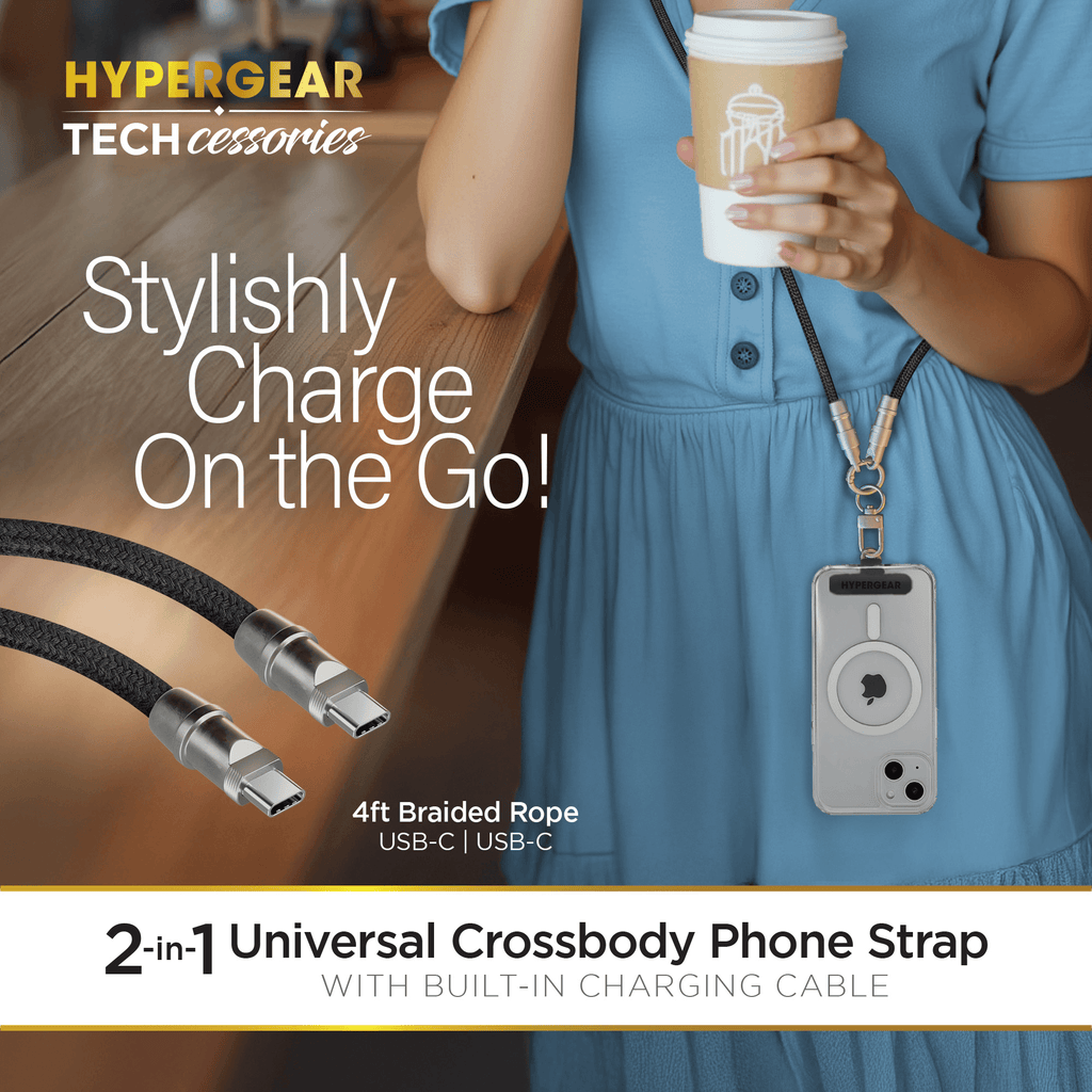 HyperGear 2-in-1 Universal Crossbody Phone Strap and Charging Cable - Agenda365.com