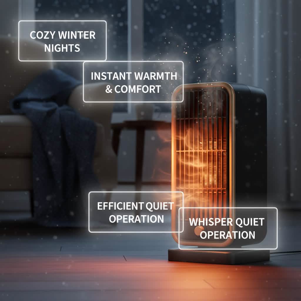 500W Portable Ceramic Space Heater with Safety Tip-Over Protection – Square Design - Agenda365.com