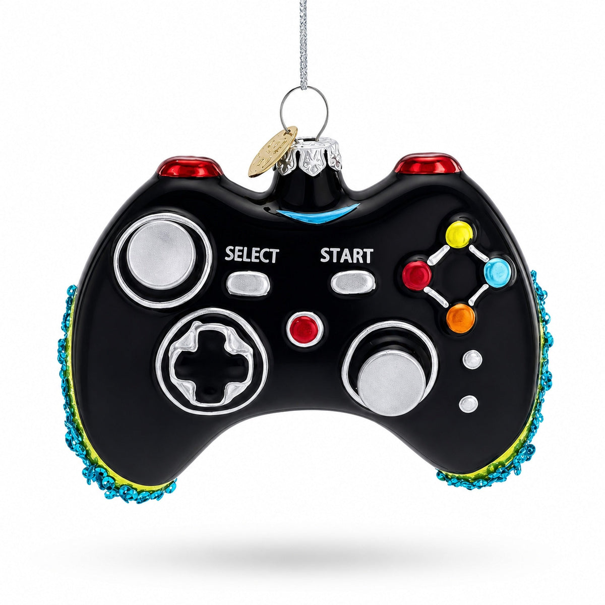 Black Video Game Controller Glass Christmas Ornament - Agenda365.com