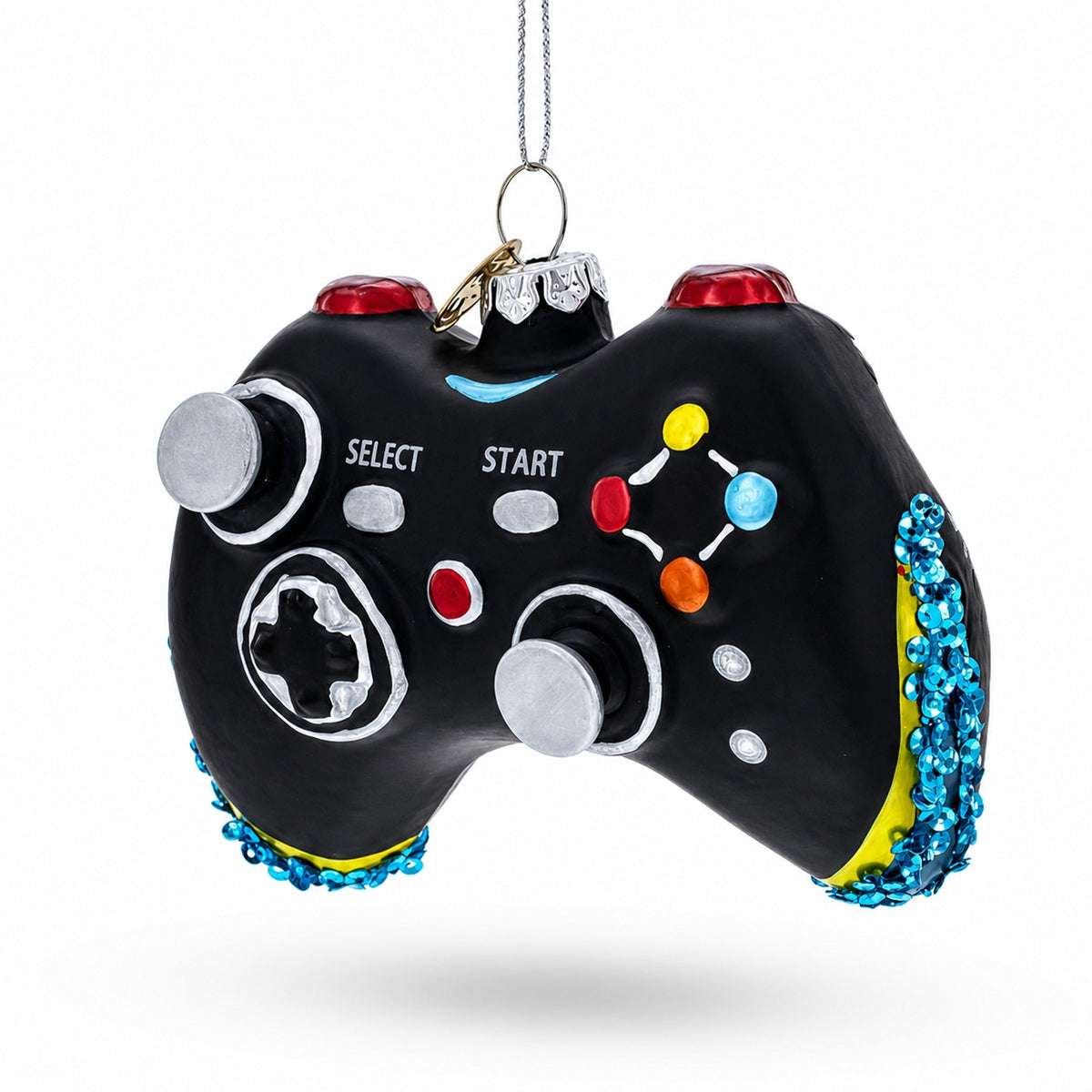 Black Video Game Controller Glass Christmas Ornament - Agenda365.com