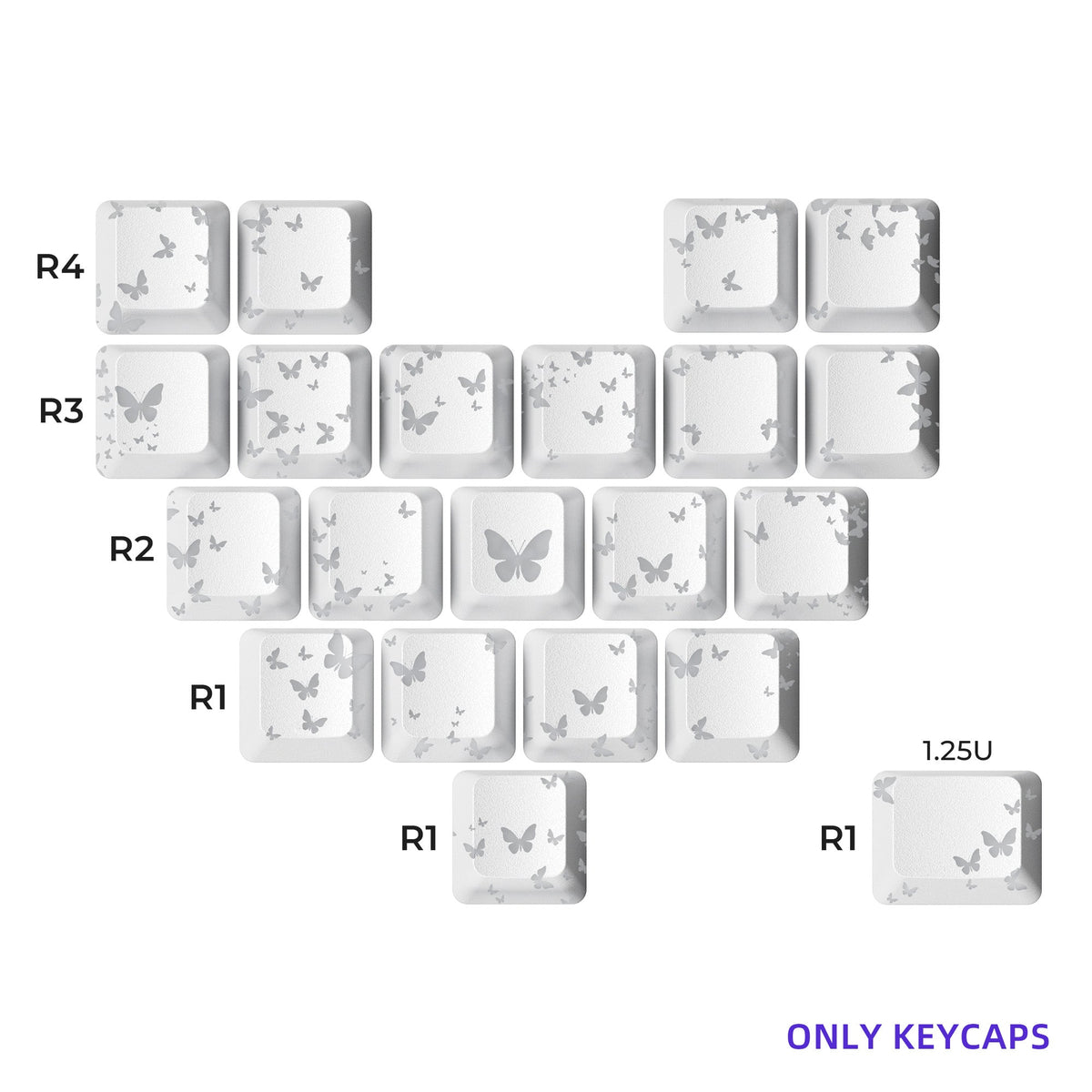 XVX IMD FlutterBloom Heart Layout 21-Key Artisan Keycap Set - Agenda365.com