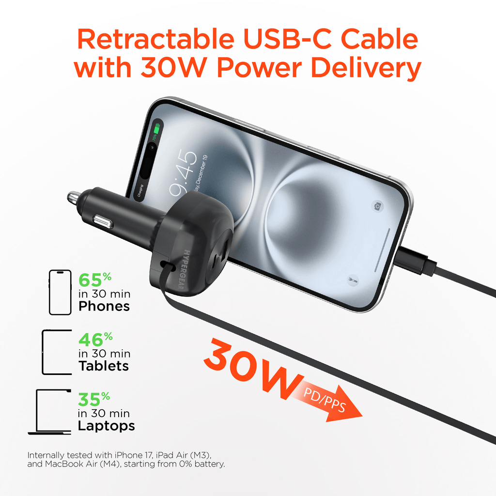 HyperGear SpeedBoost 60W Retractable Car Charger - Agenda365.com