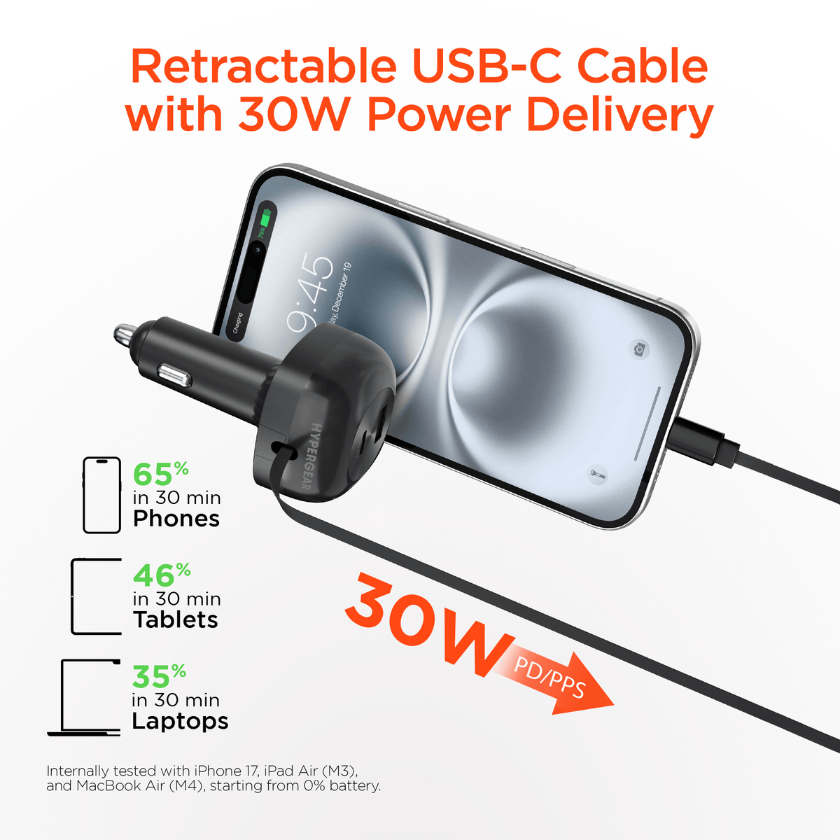 HyperGear SpeedBoost 60W Retractable Car Charger - Agenda365.com