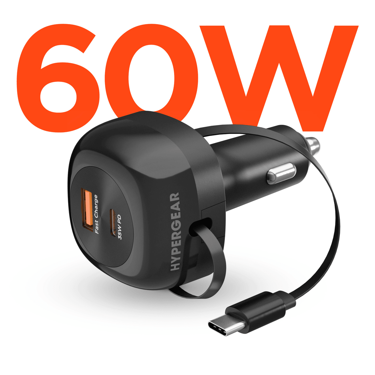 HyperGear SpeedBoost 60W Retractable Car Charger - Agenda365.com