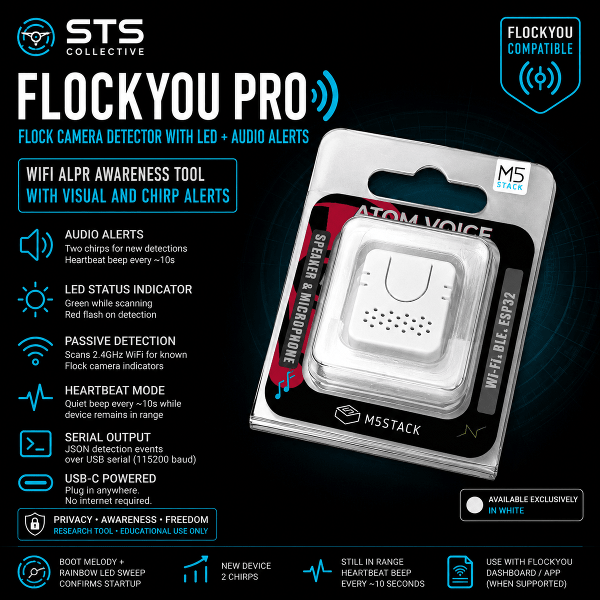 FlockYou Pro - Flock Camera Detector with LED + Audio Alerts - Agenda365.com