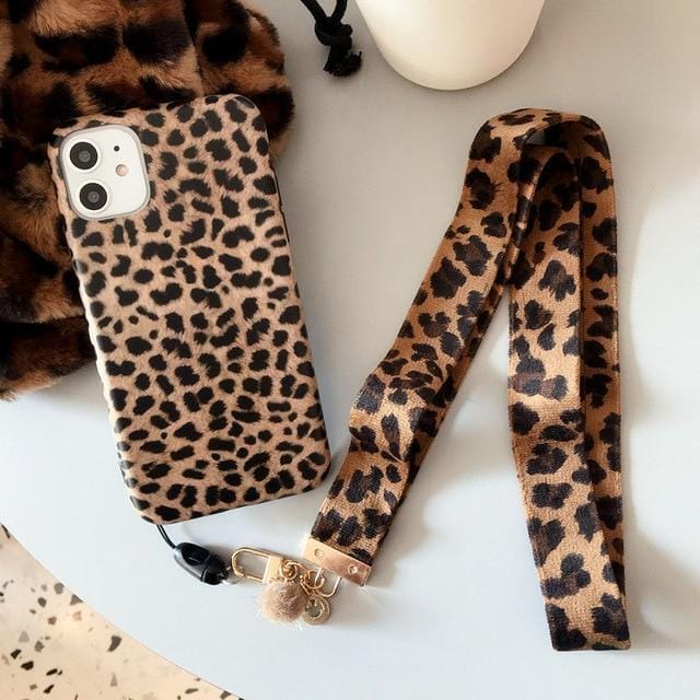 Leopard Print Lanyard iPhone Case - Agenda365.com
