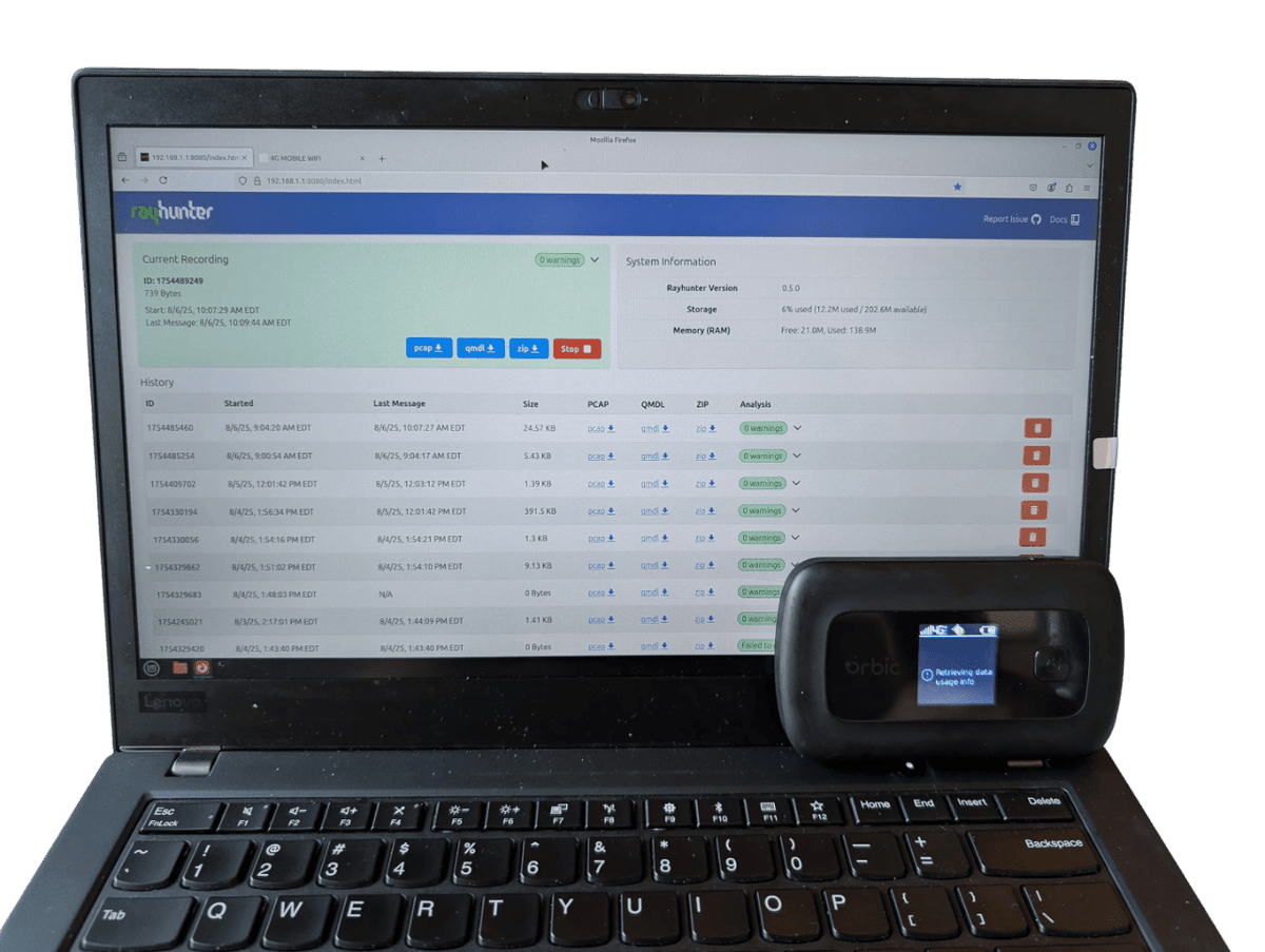 Orbic RCL400 LTE Hotspot with RayHunter + DagShell Installed - Privacy, IMSI Catcher Detection & Network Research Tool - Agenda365.com