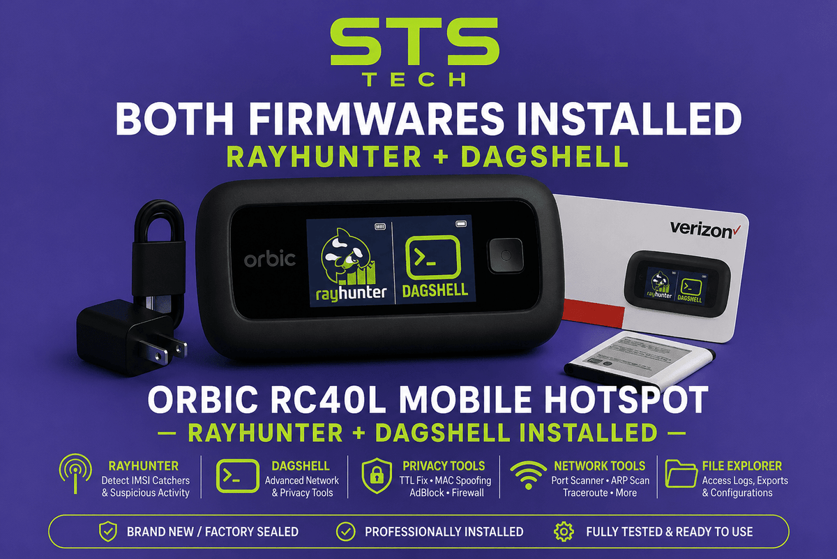 Orbic RCL400 LTE Hotspot with RayHunter + DagShell Installed - Privacy, IMSI Catcher Detection & Network Research Tool - Agenda365.com