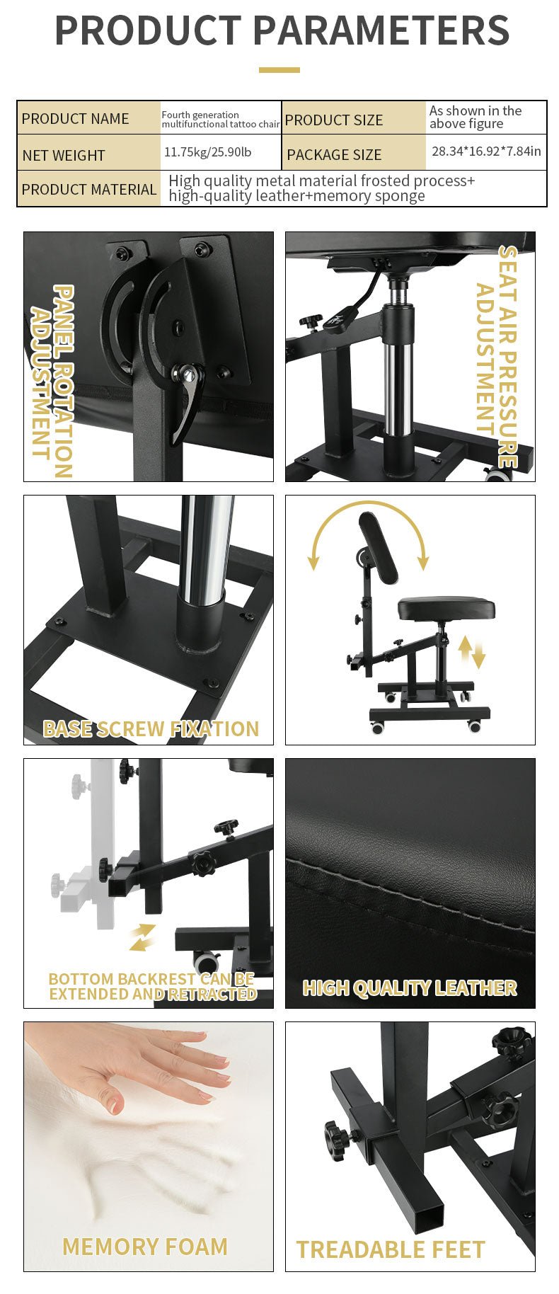 TAIDU FLASH SALE NEW UPGRADED PNEUMATIC TATTOO CHAIR LIFTABLE - Agenda365.com