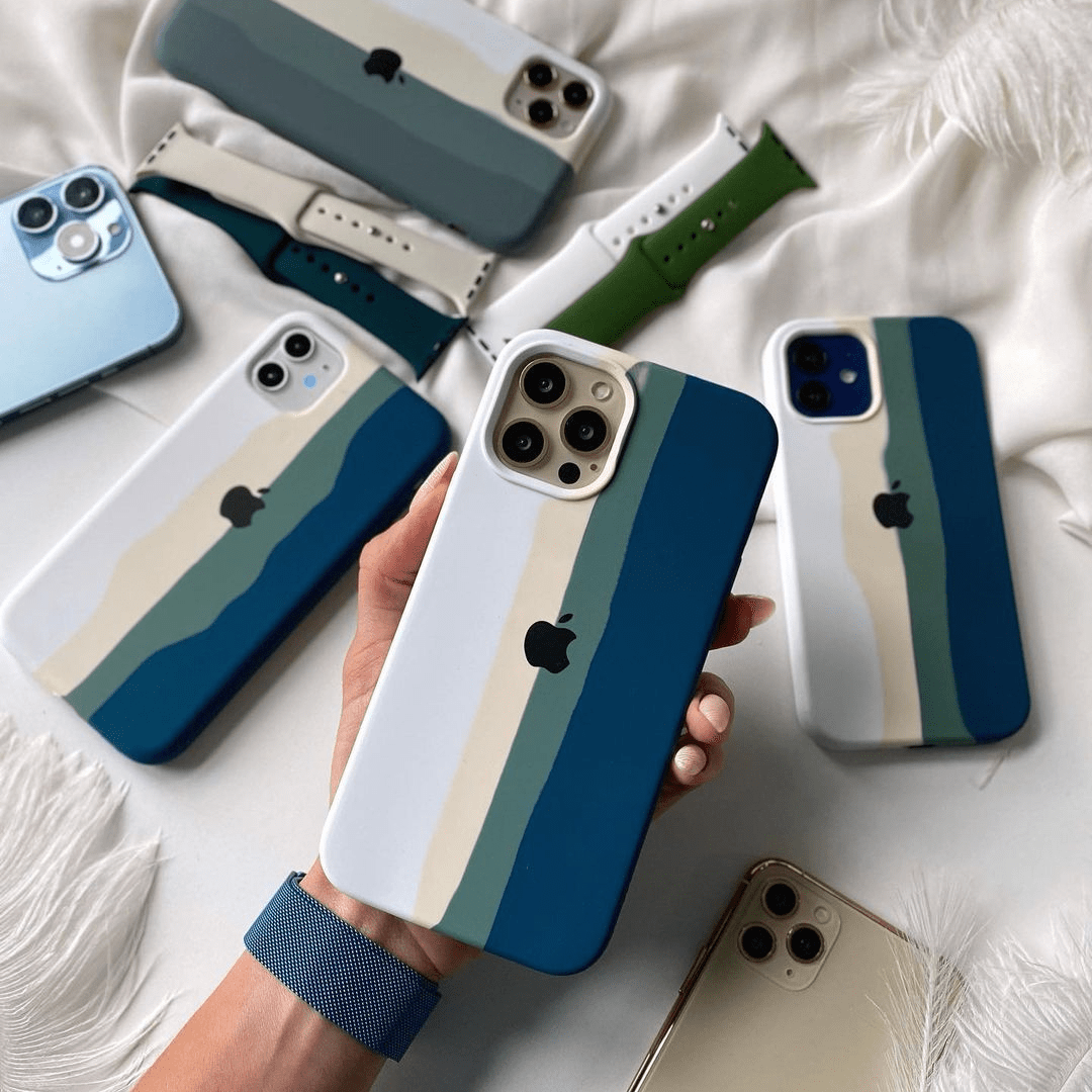 iPhone Silicone Case (Teal Rainbow) - Agenda365.com