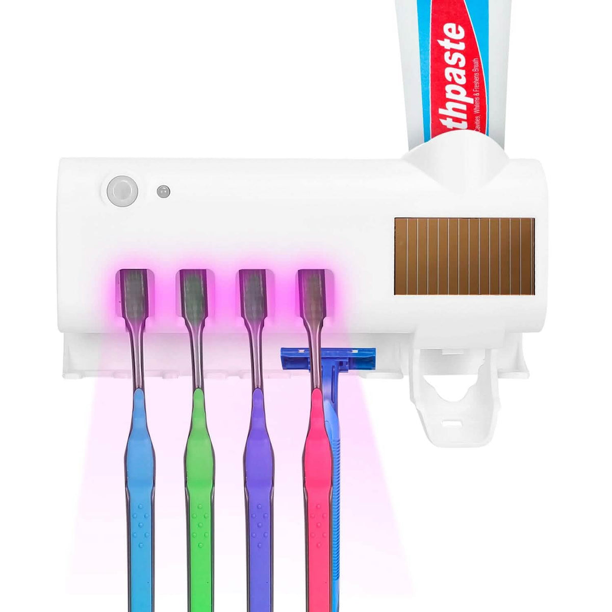 Wall Mounted Toothbrush Sanitizer Holder IR Induction UV Sanitization Rack - Agenda365.com