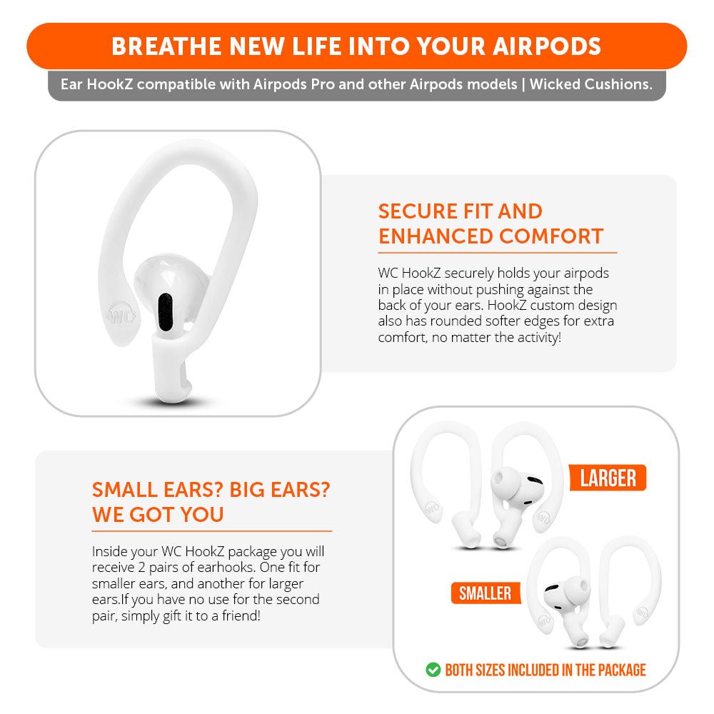 WC HookZ - Over Ear Hooks for Airpods Pro 1, 2 & Airpods 1, 2, 3 - Agenda365.com