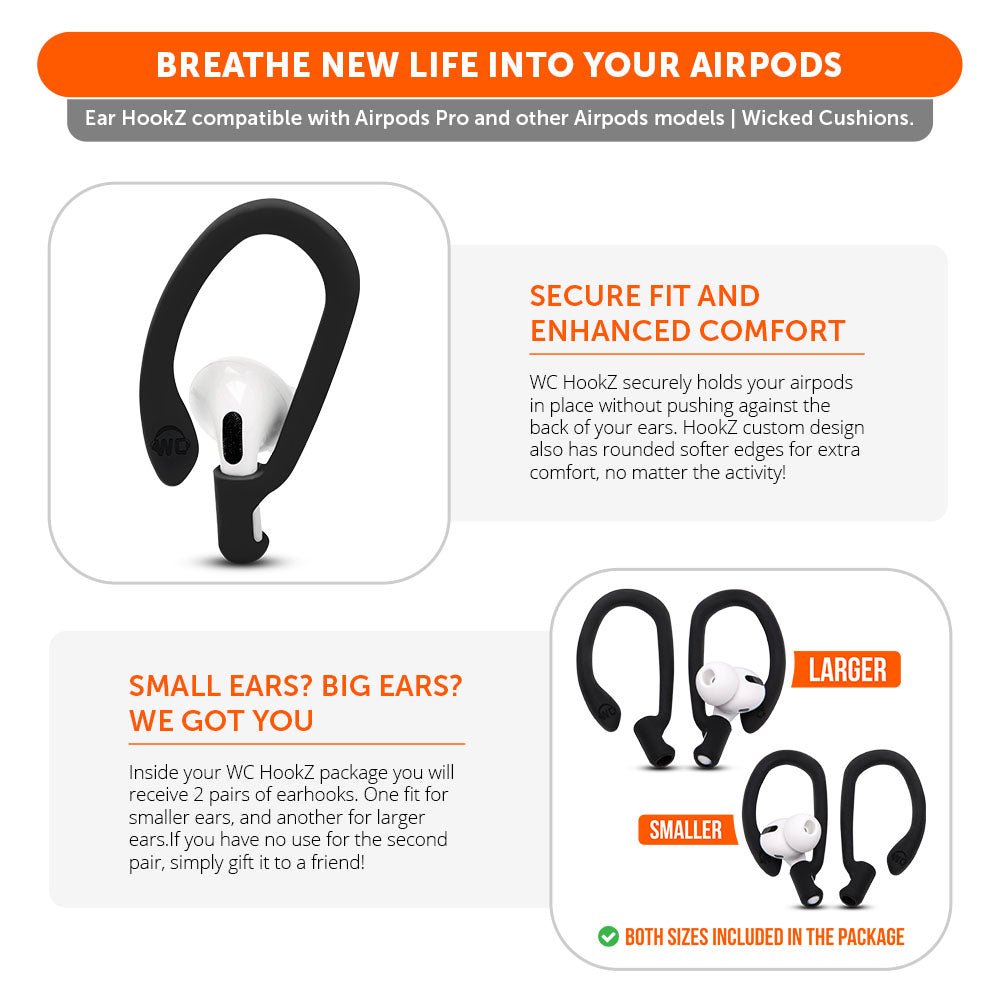 WC HookZ - Over Ear Hooks for Airpods Pro 1, 2 & Airpods 1, 2, 3 - Agenda365.com
