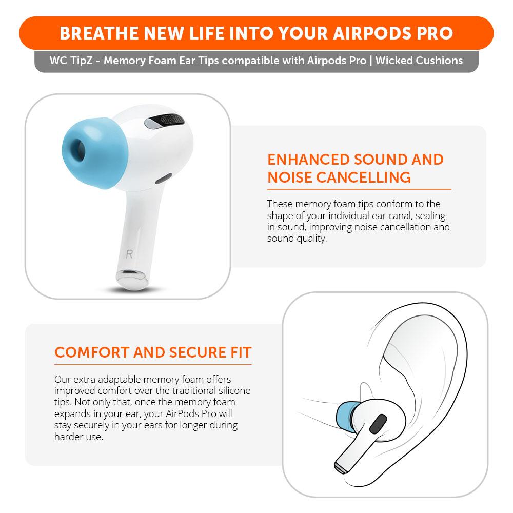 WC TipZ - Memory Foam Ear Tips for Airpods Pro & Airpods Pro 2 - Agenda365.com