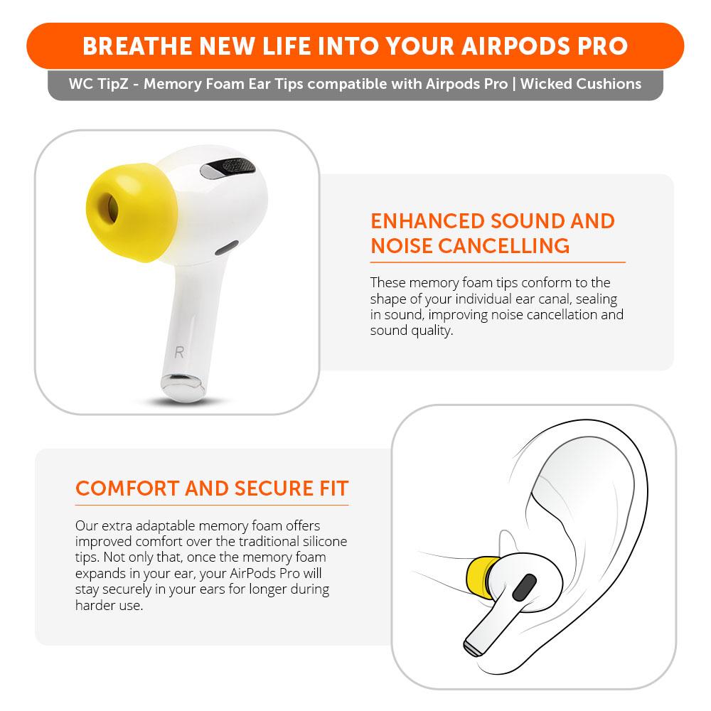 WC TipZ - Memory Foam Ear Tips for Airpods Pro & Airpods Pro 2 - Agenda365.com