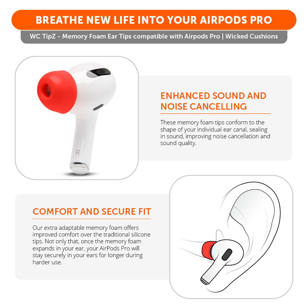 WC TipZ - Memory Foam Ear Tips for Airpods Pro & Airpods Pro 2 - Agenda365.com