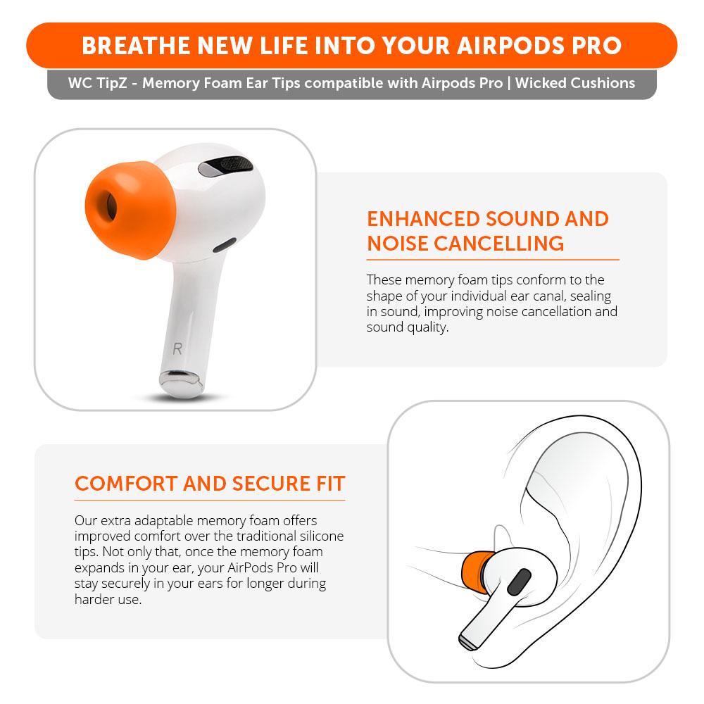 WC TipZ - Memory Foam Ear Tips for Airpods Pro & Airpods Pro 2 - Agenda365.com