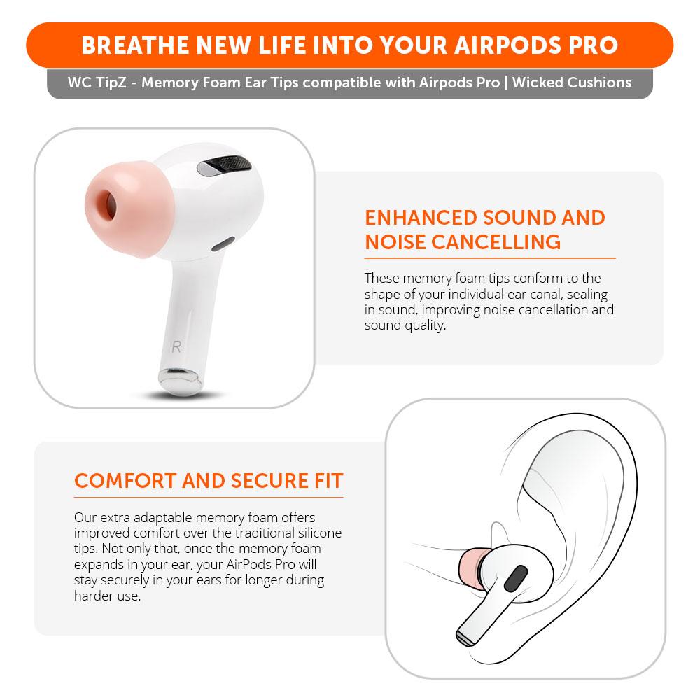 WC TipZ - Memory Foam Ear Tips for Airpods Pro & Airpods Pro 2 - Agenda365.com