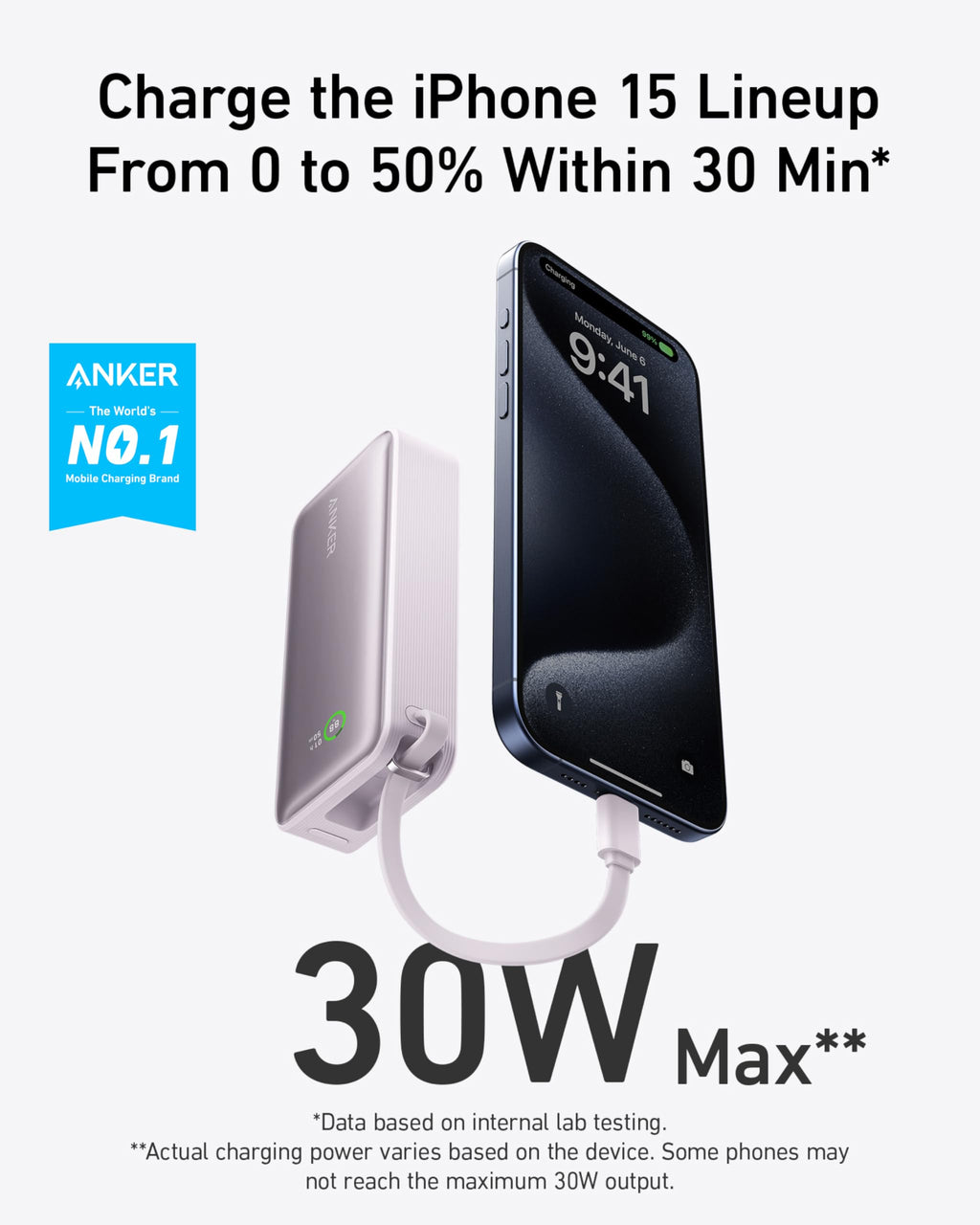 Anker Nano Power Bank (30W, Built-In USB-C Cable) - Agenda365.com