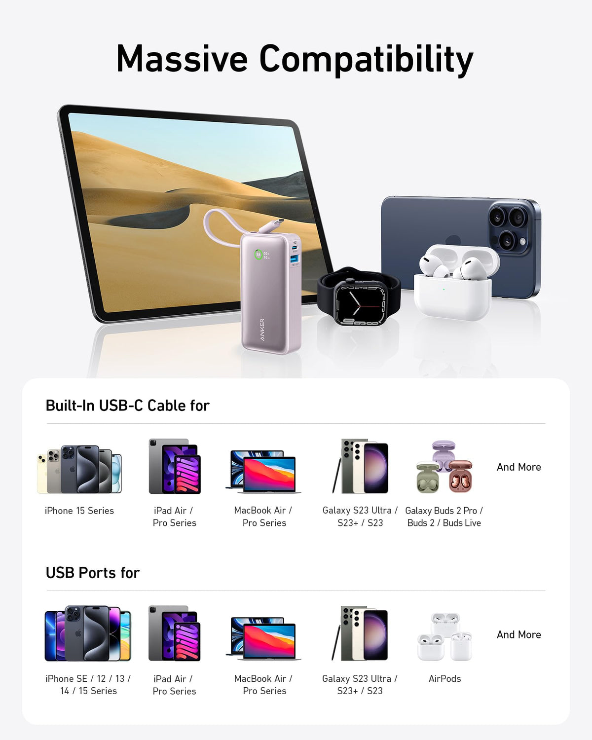 Anker Nano Power Bank (30W, Built-In USB-C Cable) - Agenda365.com